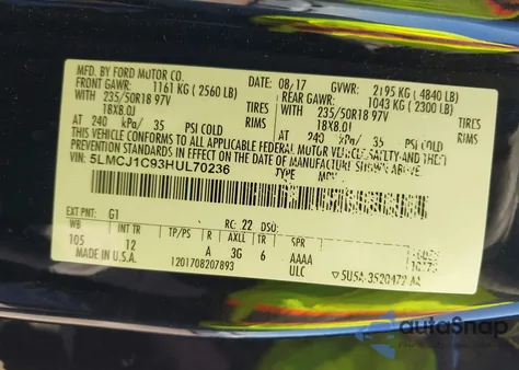 2017 Lincoln Mkc Premiere from USA, damaged, VIN 5LMCJ1C93HUL70236